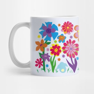 In the Garden. Turquoise Bunny with Fanciful Flowers Mug